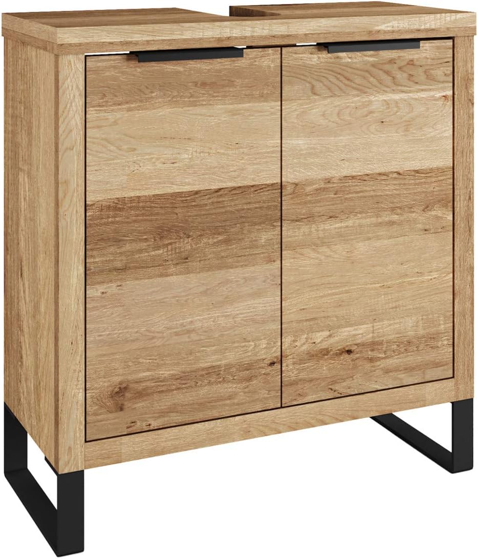 Woodkings Sydney Vanity Unit I Narrow Bathroom Cabinet W x H x D: 56 x 60 x 25 cm I Bathroom Furniture Made of Solid Wood Wild Oak I Small Vanity Unit for Bathroom or Guest Toilet