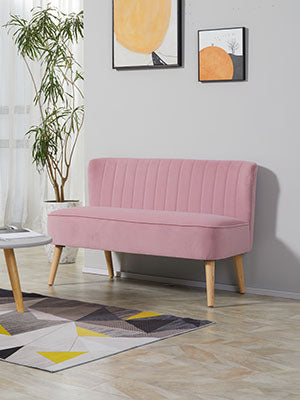 2-Seater Fabric Sofa Upholstered Sofa Double Sofa Seating Furniture Lounge Sofa Wood Velvety Polyester Foam Pink 117 x 56.5 x 77 cm