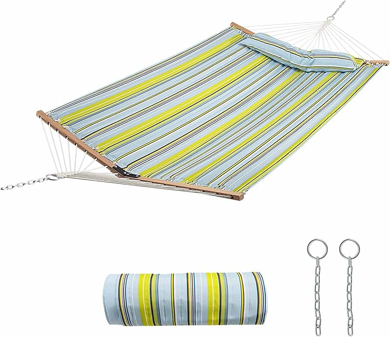 Hammock with Cushion, Breathable Lying Surface Approx. 190 x 140 cm, Load Capacity up to 150 kg, for Outdoor Camping, Patio, Garden (Blue)