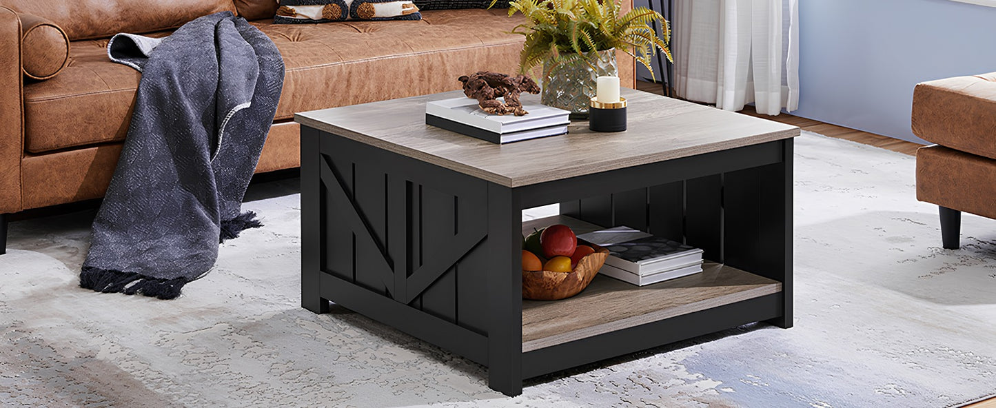 Coffee Table Square Sofa Table Modern Living Room Table with Storage Compartment Side Table for Living Room / Office 80 x 80 x 45 cm