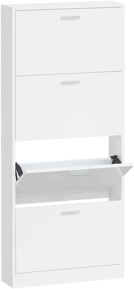 Shoe Cabinet, Shoe Rack, Shoe Storage, Shoe Cabinet, High Gloss White, 59 x 17 x 150 cm, Wood Material