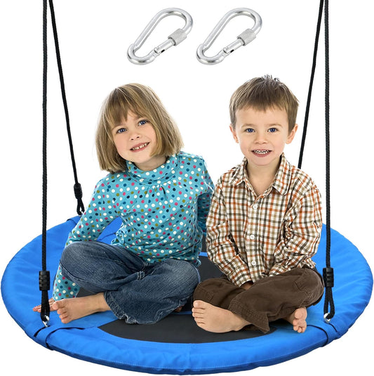 Saucer Tree Swing Seat for Kids 40 Inch Outdoor Round Tree Swing for Children Flying Saucer Swing with Adjustable Ropes Blue