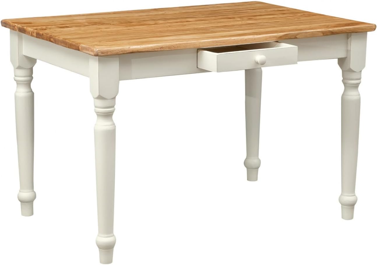 Square Extendable Table L 120 x D 80 x H 80 cm White and Natural - Kitchen Table Extendable Made of Solid Wood Made in Italy - Extendable Dining Table