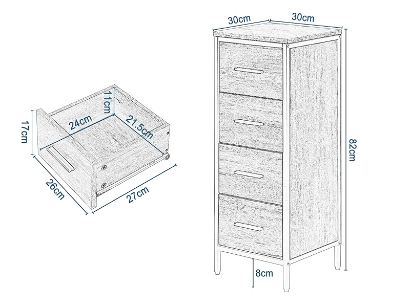 Bathroom Furniture Set, Bathroom Cabinet with Height-Adjustable Divider, Bathroom Cabinet with 2 Mirrors, Chest of Drawers with 4 Drawers, Side Cabinet, Made of Wood Material, Light Oak Black