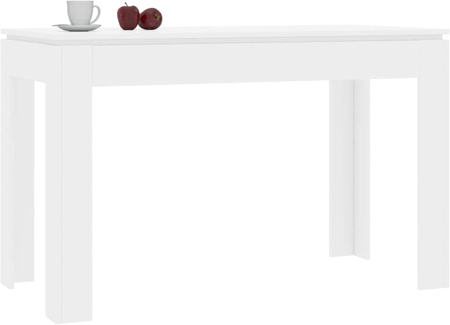 Dining Room Table Kitchen Table Wooden Table Dining Table with Sturdy Table Top Table for Dining Room Living Room Kitchen Dining Room Furniture High Gloss White 120 x 60 x 76 cm Wood Material