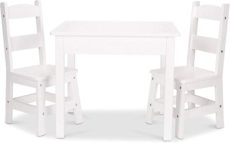 Melissa & Doug Solid Wood Table and 2 Chairs Set - Light Finish Furniture for Playroom