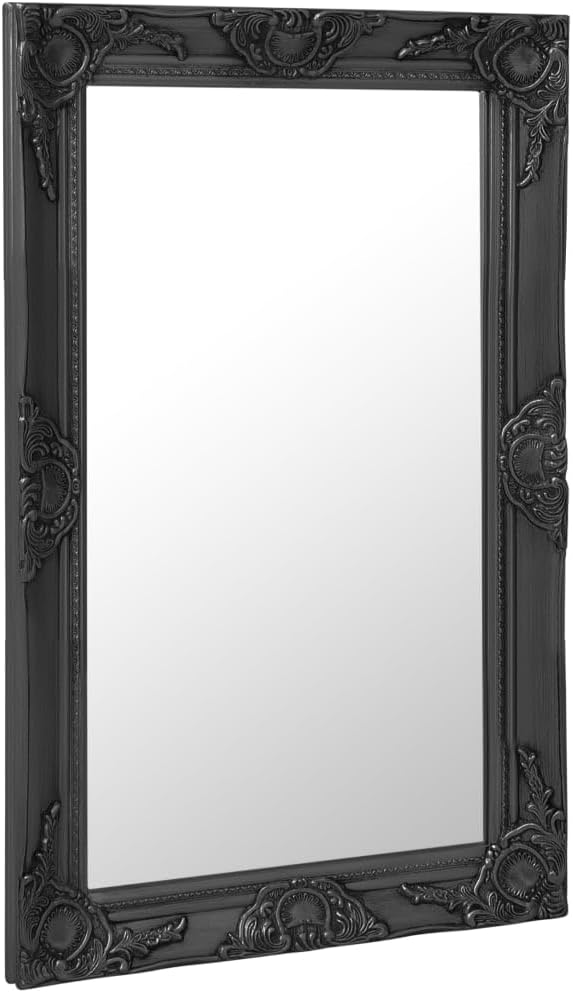 Wall Mirror in Baroque Style Antique with Mounting Hooks Hanging Mirror Decorative Mirror Bathroom Mirror Hallway Mirror Wardrobe 50 x 80 cm Black