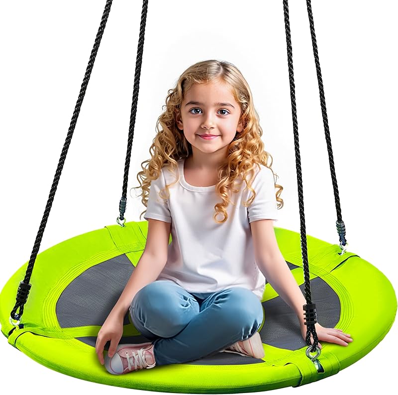 TURFEE 40" Saucer Tree Swing Set - 700Lb Weight Capacity, 900D Oxford Waterproof, with Hanging Straps Swings for Kids Playground Outdoor Activity Backyard Daily Exercise Fun(Blue)