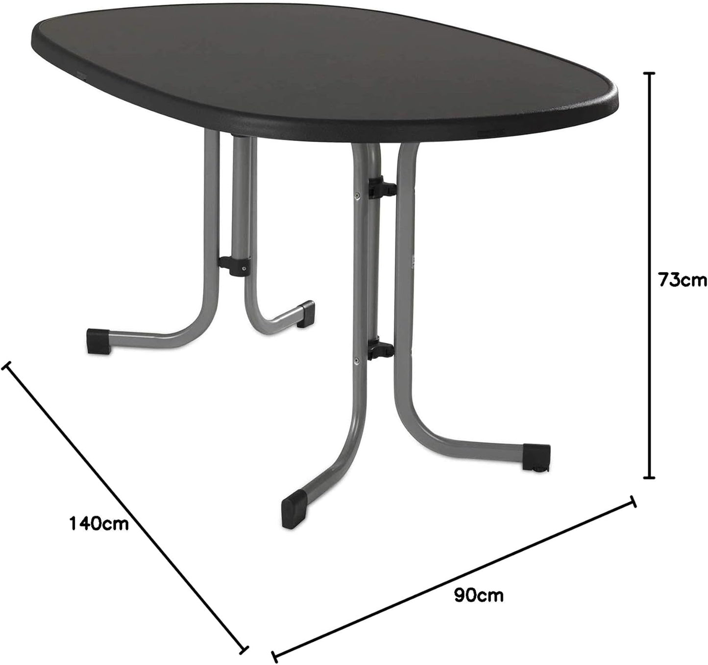 Folding Garden Table for 6 People 140 x 90 cm Grey Metal Dining Table Boulevard Folding Table