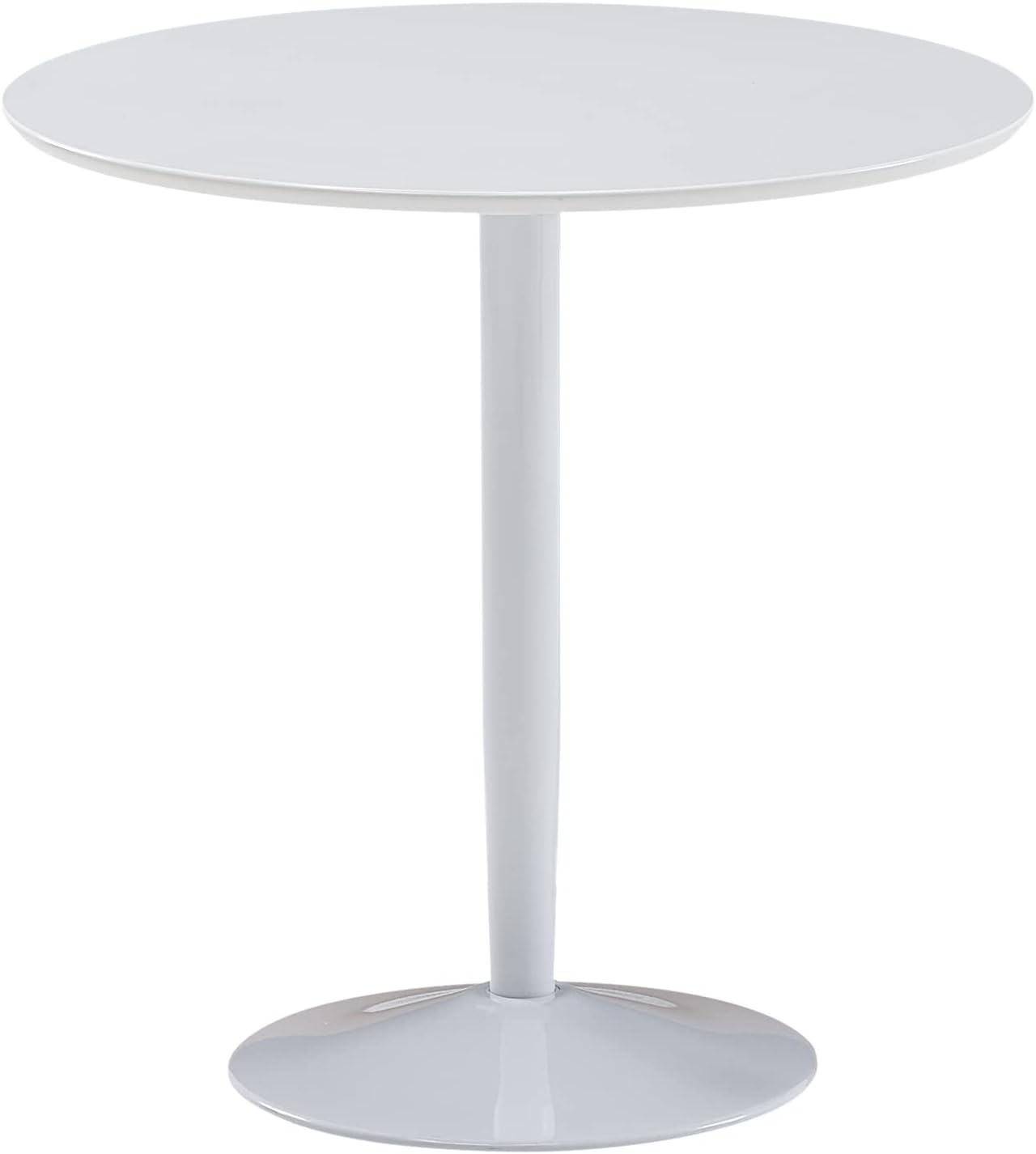 Round Dining Table, 75 x 75 x 74 cm, Small Kitchen Table, White High Gloss, Round Dining Room Table for 2 People, Modern Breakfast Table, Kitchen, Dining Room, Small