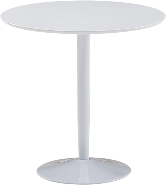 Round Dining Table, 75 x 75 x 74 cm, Small Kitchen Table, White High Gloss, Round Dining Room Table for 2 People, Modern Breakfast Table, Kitchen, Dining Room, Small