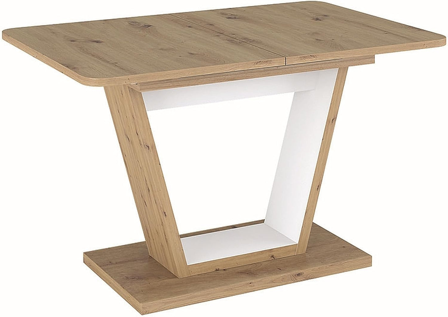 Designer Dining Table GS-777 Artisan Oak - White Matt Extendible 120 - 160 cm