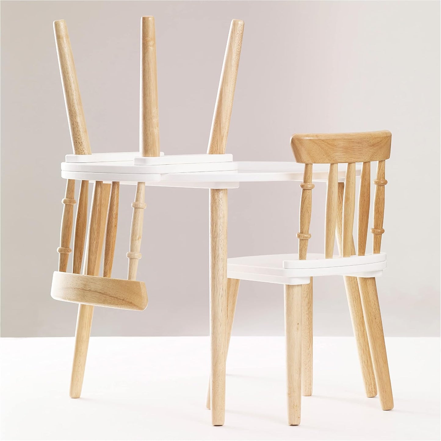 Le Toy Van - Honeybake - Table and Chairs - Kids Table and Chair Set - Natural Wood and White Chair and Table - 2 Chairs and 1 Table Set - Childrens Table and Chair Set - Age 3+ Years