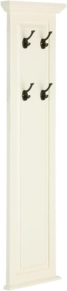 Catana Coat Rack Solid Wood Cream White W x H x D: 38 x 135 x 6 cm Hallway Coat Rack Wall Coat Hook Wall Panel Country House