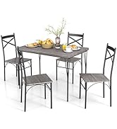 Esstisch mit 2 Bänken, Essgruppe 3er-Set, 110 x 70cm Küchentisch für 4 Personen, Esszimmertisch mit rostfreiem Metallrahmen, Sitzgruppe für Küche, Wohnzimmer, Esszimmer (Vintagebraun)