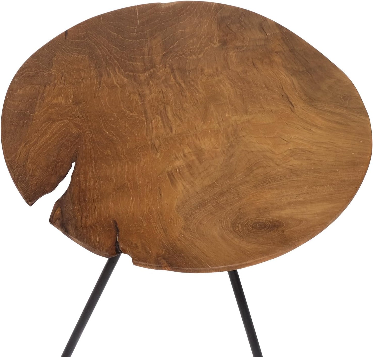 Design Teak Side Table Tripod Table Top Made of Teak Flower Stool Coffee Table Solid Dark Coffee Table 39.5 cm Diameter (Extraordinary)