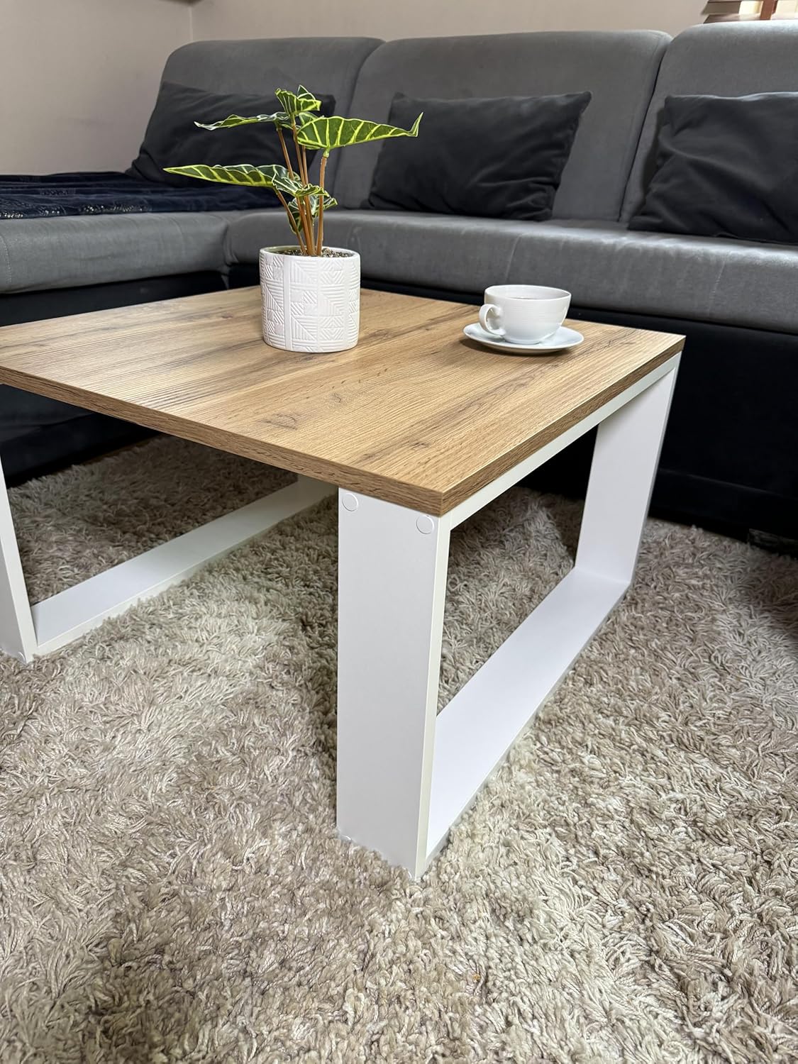 Mex-System Clif Small Coffee Table, Living Room Table, Side Table, 65 x 65 x 40 cm, Square Coffee Table, Ideal for Living Room, Room and Office, Smart Living Living Living Room Table, Modern, Wotan