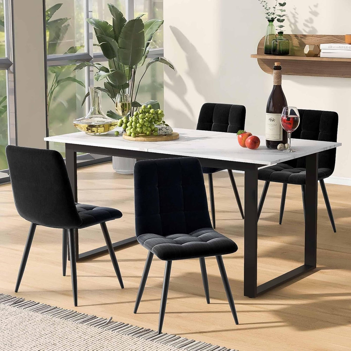 Telescopic Dining Table 140/180 x 80 x 75 cm, MDF with Marble Look, Extendable, Metal Frame with Square Tubes, Flexible for Home and Office, Modern and Sturdy, Maximum Load 60 kg