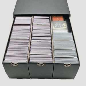 Trading Cardboard Card Storage Box - with 12 600-Count & 50 Card Dividers, Collectors Card Organizer Box for MTG Baseball Card Collection