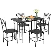 5 Piece Dining Table Set, Kitchen Table with 4 Chairs, Dining Set for 4 People, Rectangular Industrial Style Dining Room Table, Dining Set for Dining Room, Kitchen, Space Saving, Grey