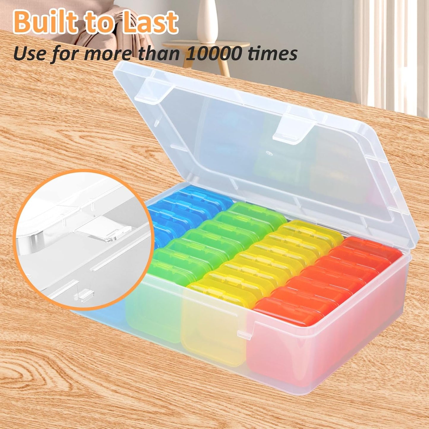 Mathtoxyz Bead Organizer Box(Red,Yellow,Blue,Green), Small Bead Organizers and Storage Plastic Cases Mini Clear Containers Boxes with Hinged Lid for Bracelet Making DIY Jewelry Craft