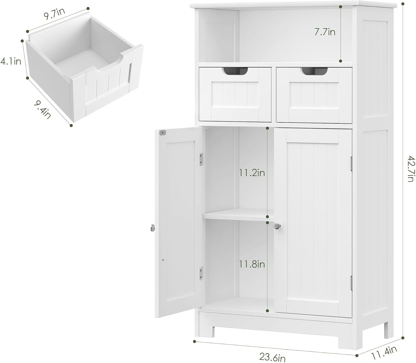 White Storage Cabinet with Drawers and Shelves, Bathroom Cabinet with Doors, Floor Storage Cabinet Hutch Cupboard for Dining/Living Room/Home Office