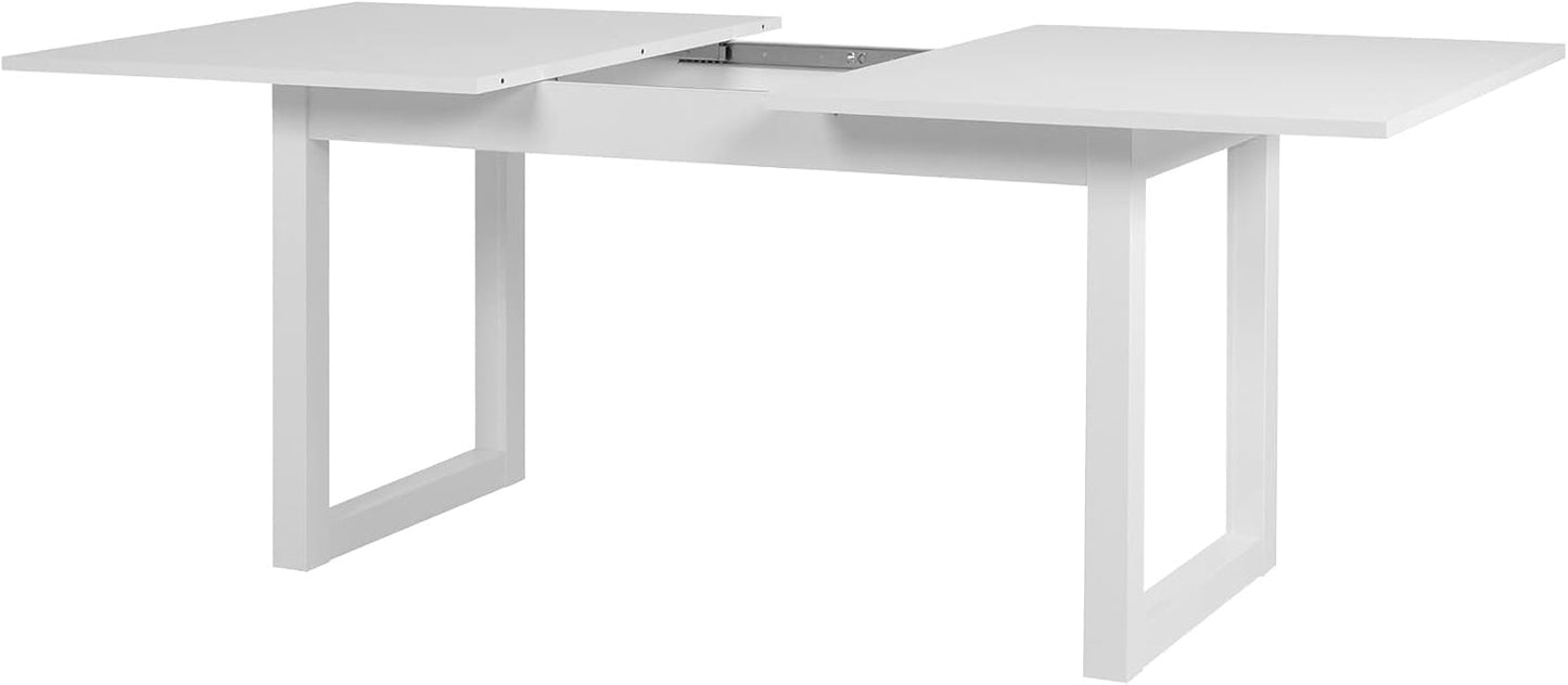 Denver 50 003207 Dining Table, Kitchen Table, Functional Table, Extendible to Approx. 200 cm White