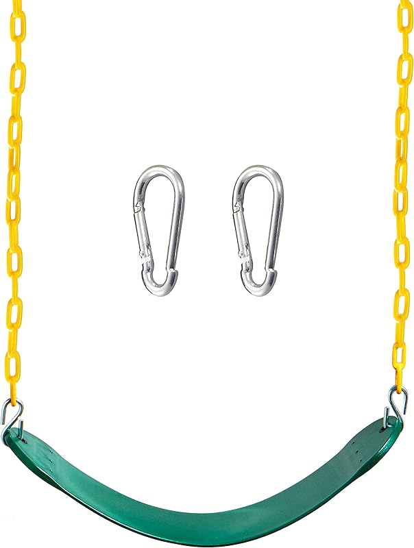 TURFEE Swing for Outdoor Swing Set - Pack of 1 Seat Replacement Kit with Heavy Duty Chains - Backyard Swingset Playground Accessories for Kids (Blue)