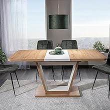 Designer Dining Table GS-777 Artisan Oak - White Matt Extendible 120 - 160 cm