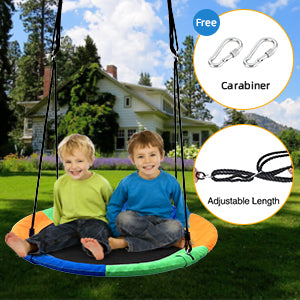 Saucer Tree Swing Seat for Kids 40 Inch Outdoor Round Tree Swing for Children Flying Saucer Swing with Adjustable Ropes Blue