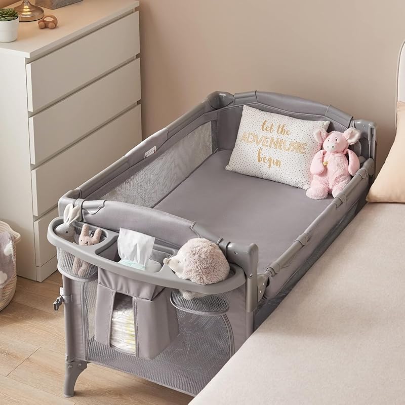 BEKA 4 in 1 Baby Bassinet Bedside Sleeper, Baby Bedside Crib 4 Functions, Bedside Bassinet Crib Sleeper, Playard, Changing Table, Baby Bassinet for Newborn Baby