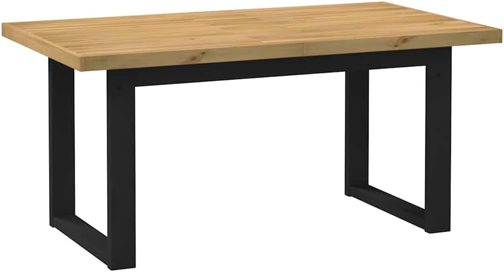 Noain Dining Table U-Shape Legs 160 x 90 x 75 cm Solid Pine Wood