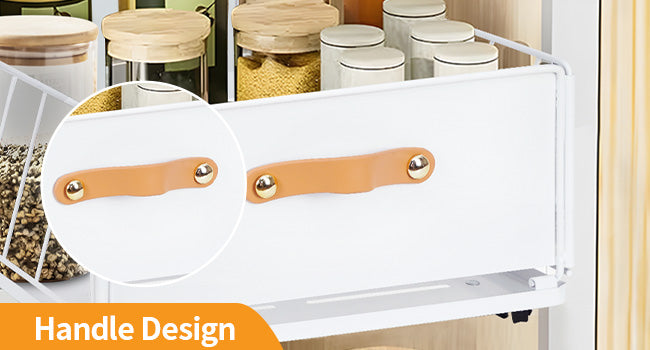 Likiyol Pull Out Cabinet Organizer, Pull Out Drawers for Cabinets with Adhesive Nano Film Slide Out Drawers for Kitchen Cabinets, Cabinet Pull Out Shelves for Kitchen, 15.7"D x 11.8"W x 6.3"H, White