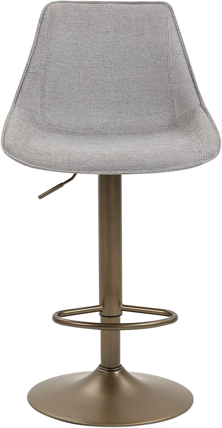 Bar Stool with 360 Degree Rotation Function, Modern Bar Stool with Light Grey Fabric Cover, High-Quality Metal Frame in Matt Bronze Colour