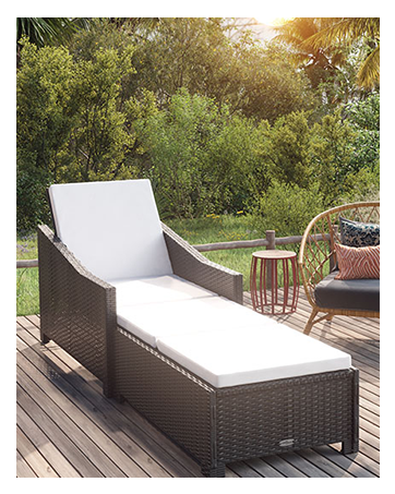 VidaXL Chaise longue pour 2 personnes Résine tressée Gris / Beige