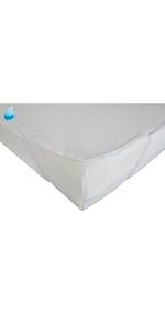 Waterproof Mattress Protector 200 x 240 cm with Corner Elastics Top Made of Absorbent Terry Cloth Fabric Underside Waterproof Made in Germany