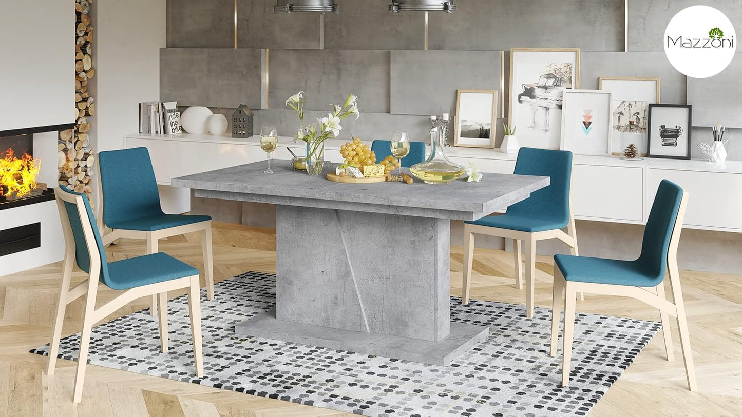 Designer Dining Table Extendible 160 to 218 cm Concrete Look