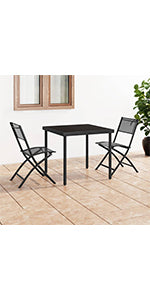 Bistro Set 3-Piece Balcony Furniture Garden Furniture Mosaic Table 2 Mosaic Chairs Ceramic Black and White