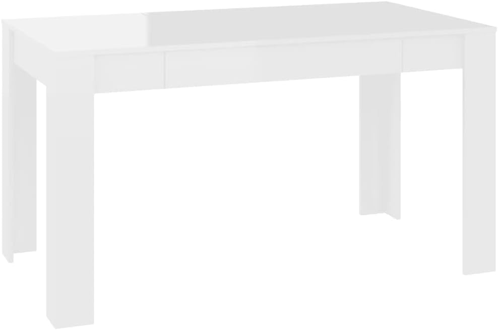 Dining Table High-Gloss White 140 x 74.5 x 76 cm Wood Material