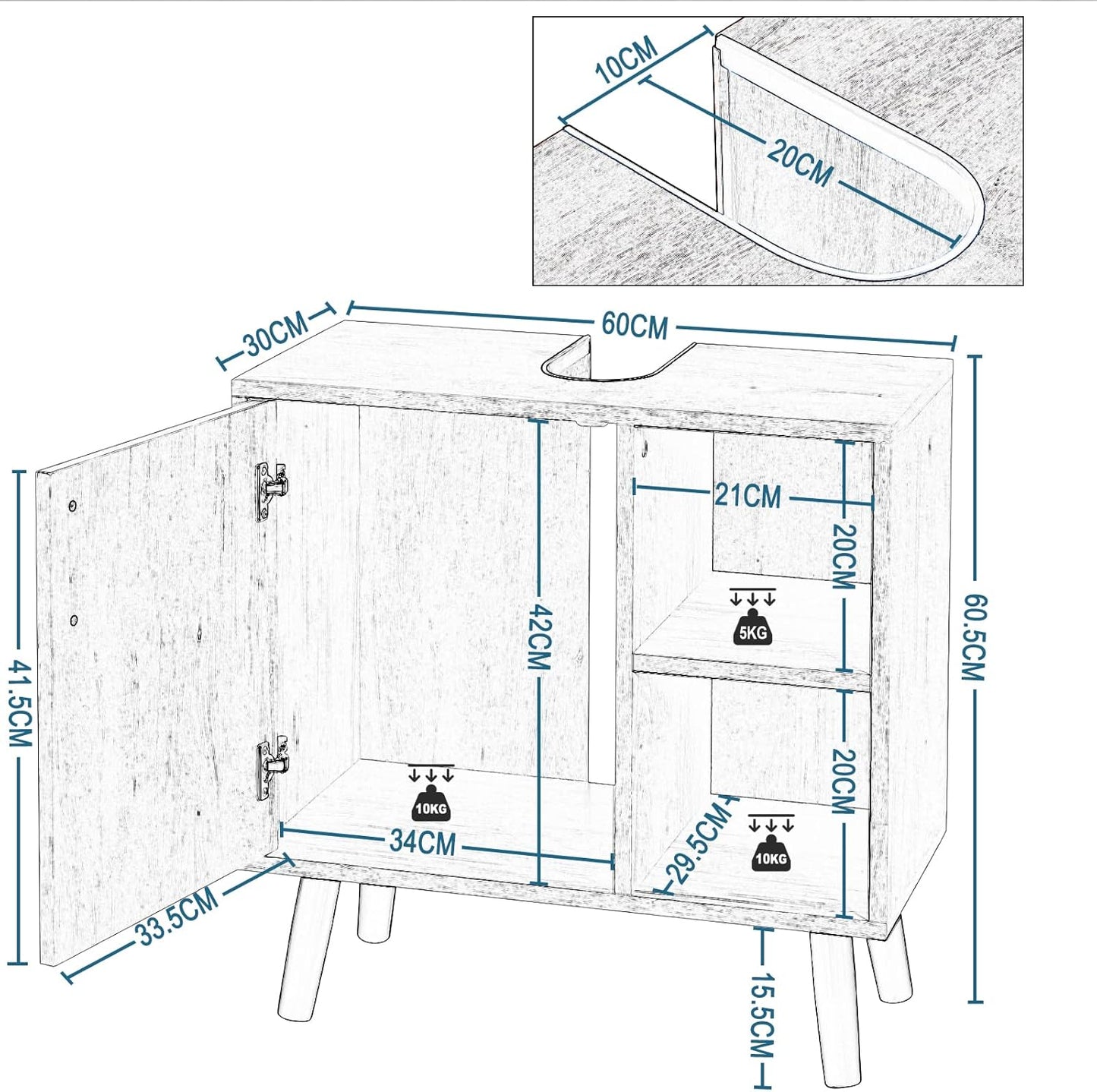 Model 16 Bathroom Furniture Set, Vanity Unit with Mirror Cabinet, Wall Cabinet for Bathroom, Metal and Wood