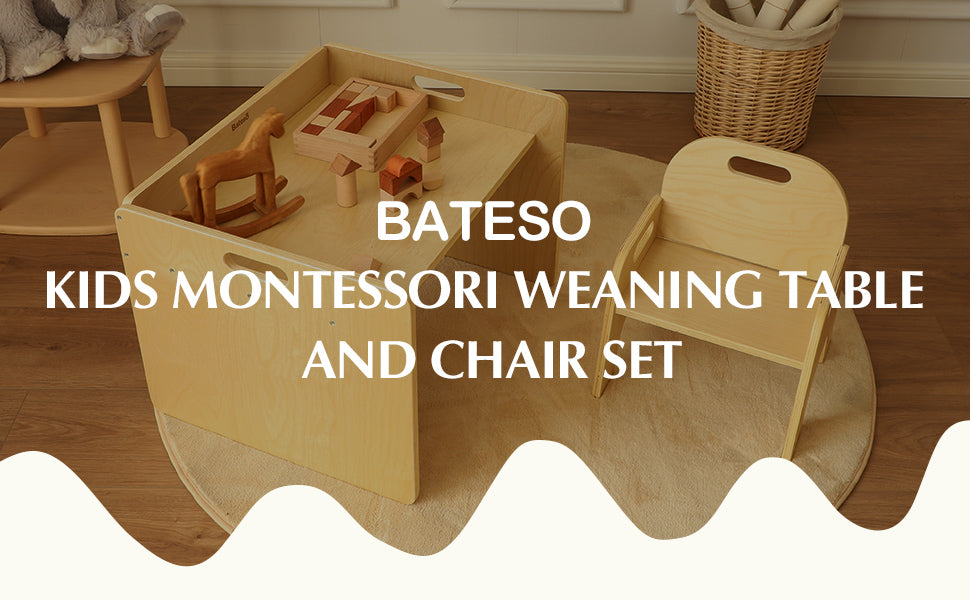 Montessori Weaning Table and Chair Set for Toddlers, Kids Furniture for Play, Dining & Crafts, Ideal for Boys and Girls Aged 1-3 Years