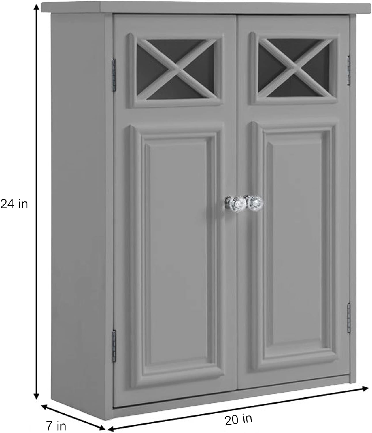 Teamson Home Dawson EHF-6810G Bathroom Cabinet with Two Doors, Grey