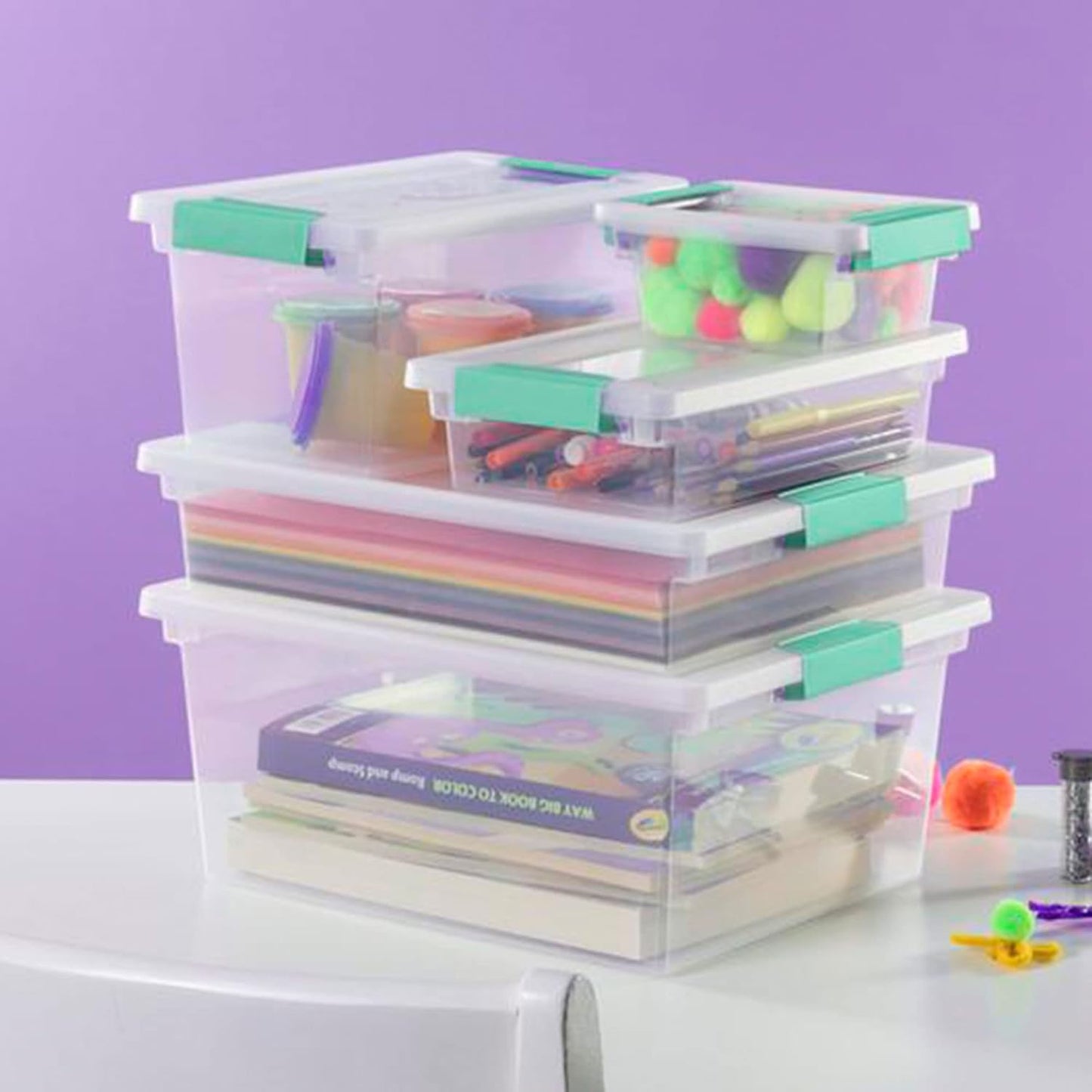 Sterilite 19628604 Medium Clip Clear Storage Box With Latched Lid - 11"L x 6-5/8"W x 5-3/8"H