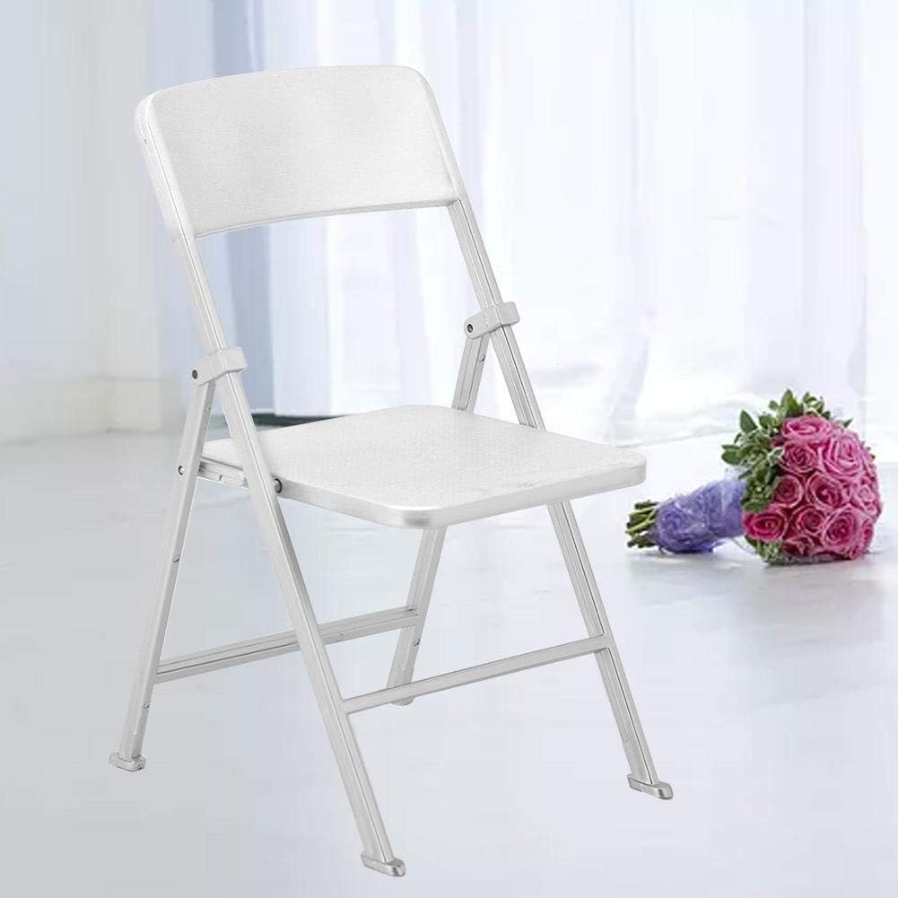 1/6 Doll's House Miniature Furniture Folding Chair (Black Silver Blue Pink Optional) Folding Chair for Doll Applicable 1/6 Dollhouse or Doll Toy Model (Silver)