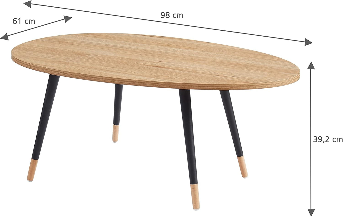 Coffee Table, Composite Wood, Wood and Black, Length 98 cm