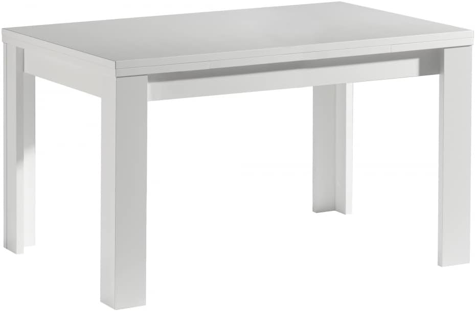 120x80 White Matt Table Dining Table Pull-Out Table Kitchen Table Functional Table Extendible 120 x 80 cm