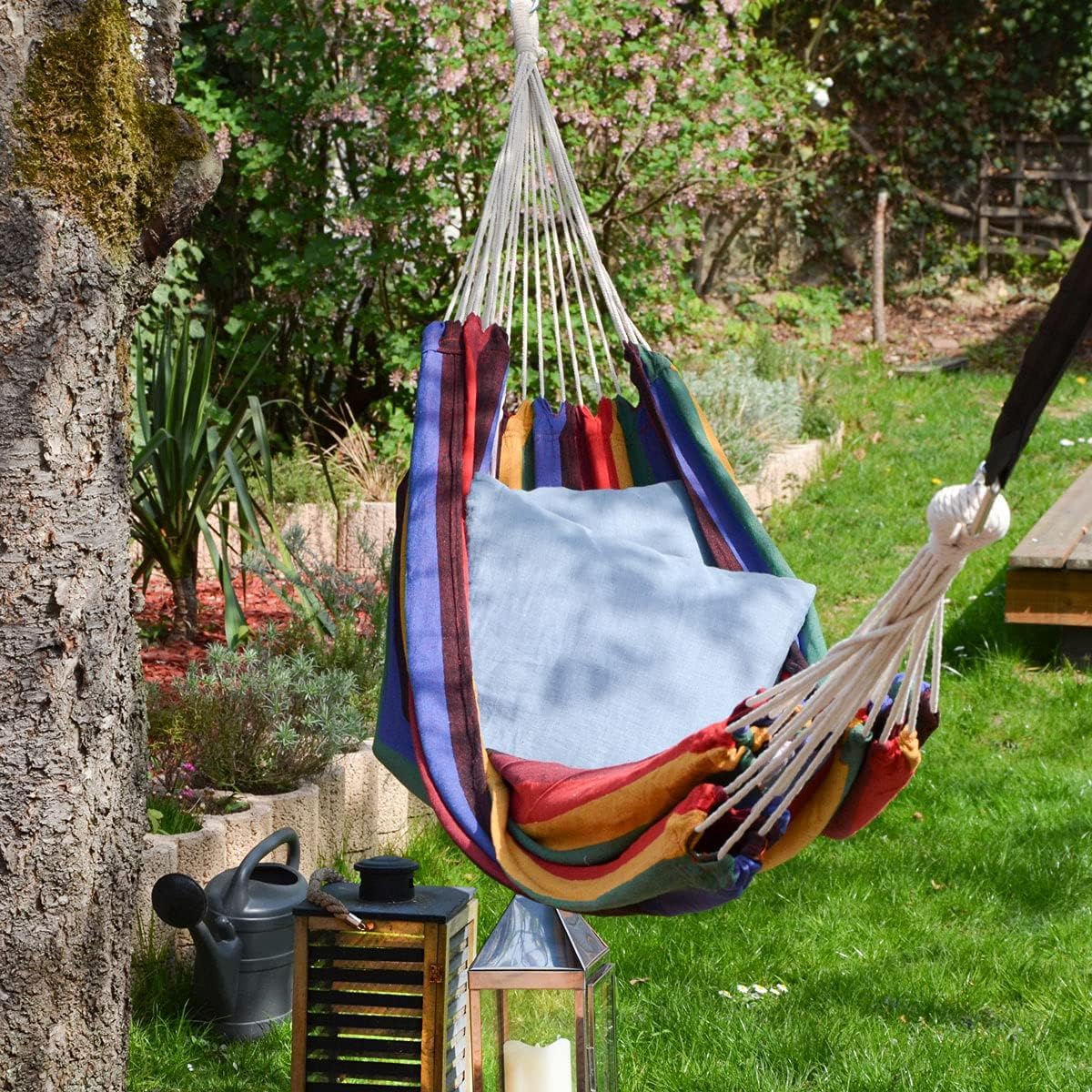 XXL Hammock 2 people 400X160 CM | Load Capacity up to 150 kg/100% Cotton | Amanka Multi-Person Hammock, multicoloured