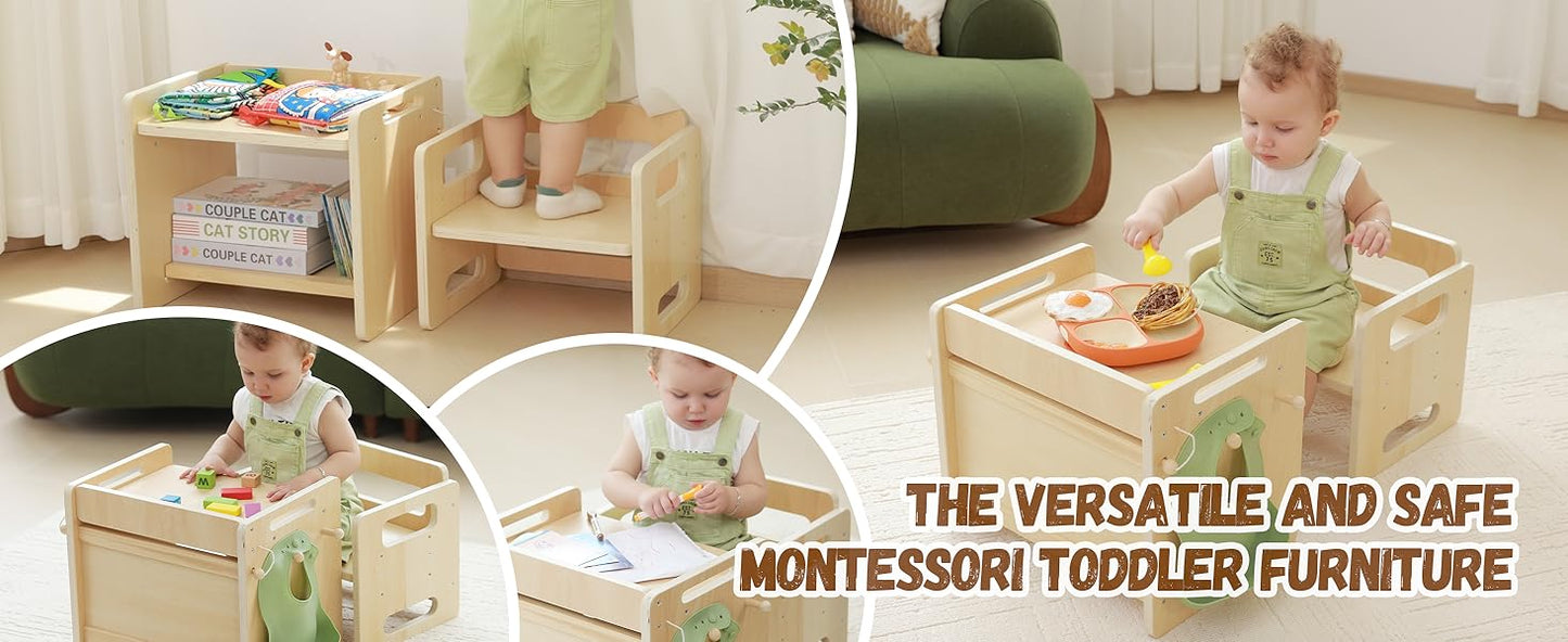 Montessori Weaning Table and Chair Set - Adjustable Design for Toddlers, Ideal for Mealtime, Learning, and Play