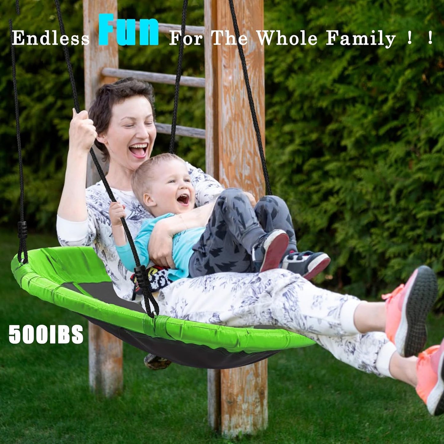 40" Tree Swing for Kids-Saucer Tree Swing Seat 500lbs Weight Capacity,Heavy Duty Saucer Swing for Kids Outdoor - Flying Saucer Swingset - Disc Swing for Backyard Playground （Green）