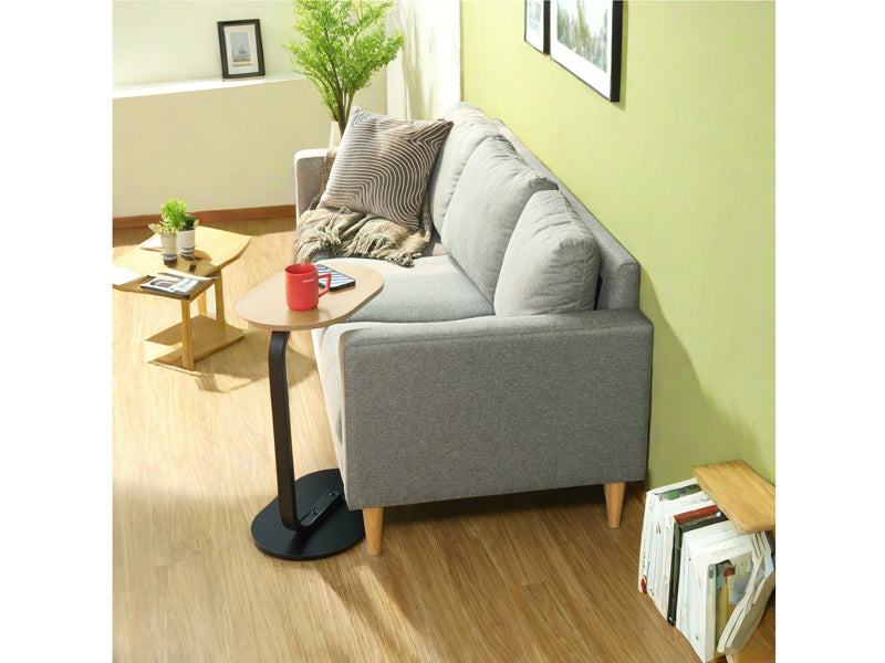 Side Table 63 cm High Sofa Side Tables Small Table Living Room Wood Side Table C-shaped for Sofa Couch Bed Living Room Table Small Oval Side Table Black and Beech 45 x 30 x 63 cm